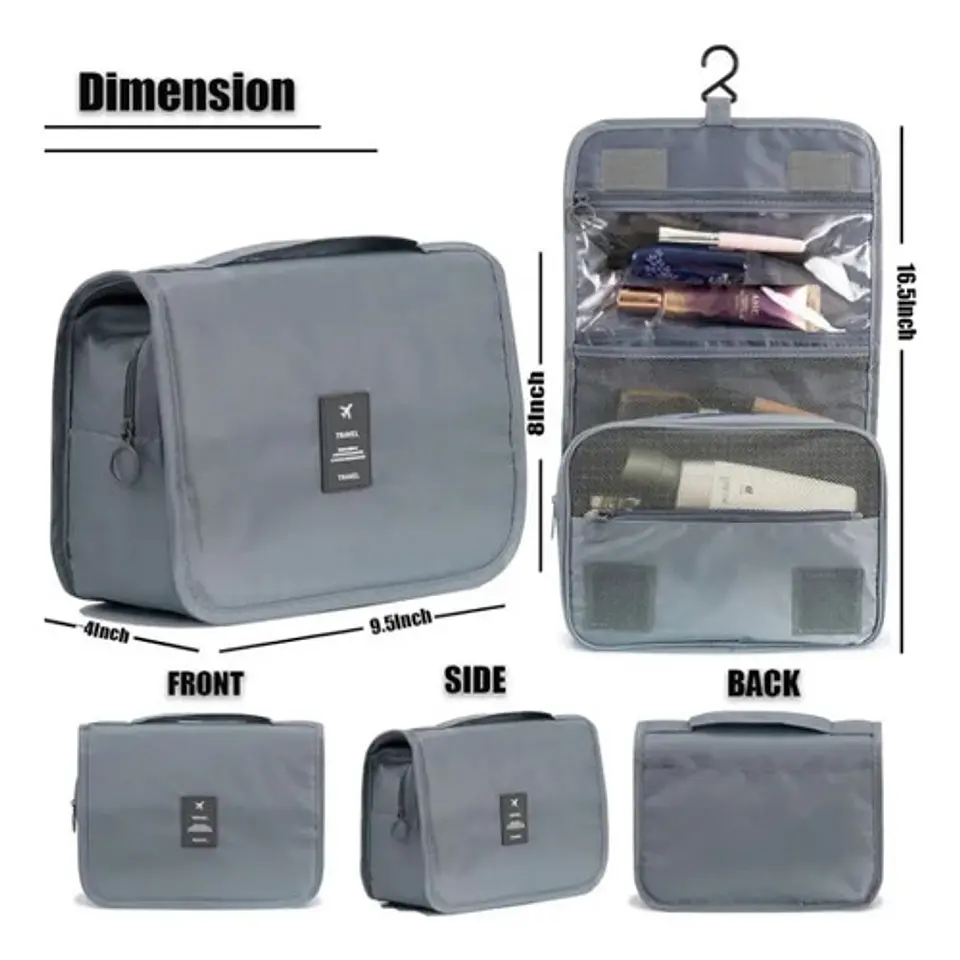 Neceser Organizador Colgante De Viaje Portacosméticos Gancho Celeste Lisa 4