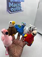 Titeres De Dedo Animales Aves Pajaros X 6 Und Pavo Buho - Miniatura 4