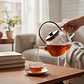 Tetera De Borosilicato Capacidad 1l Transparente Te Cocina Marrón - Miniatura 3