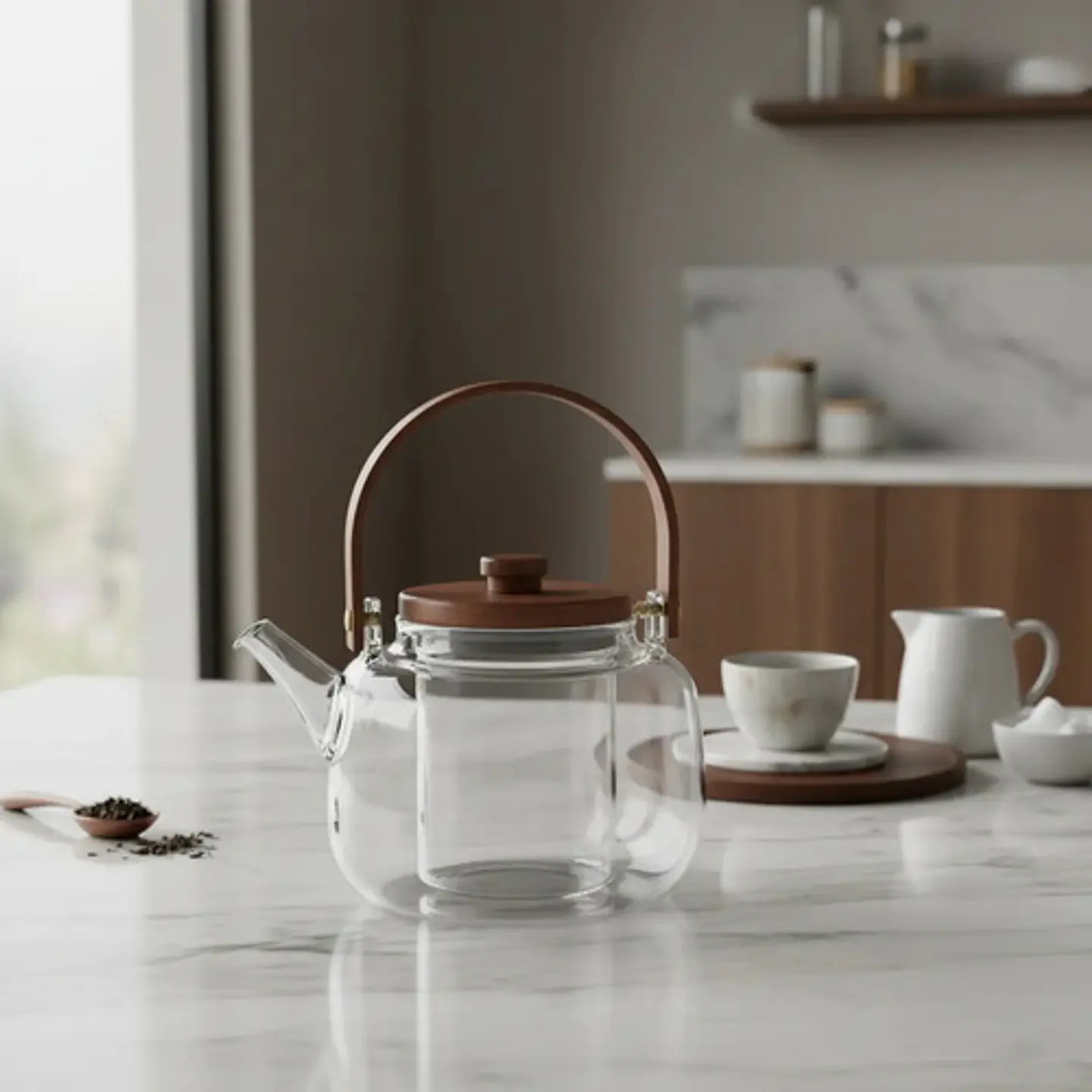 Tetera De Borosilicato Capacidad 1l Transparente Te Cocina Marrón 4
