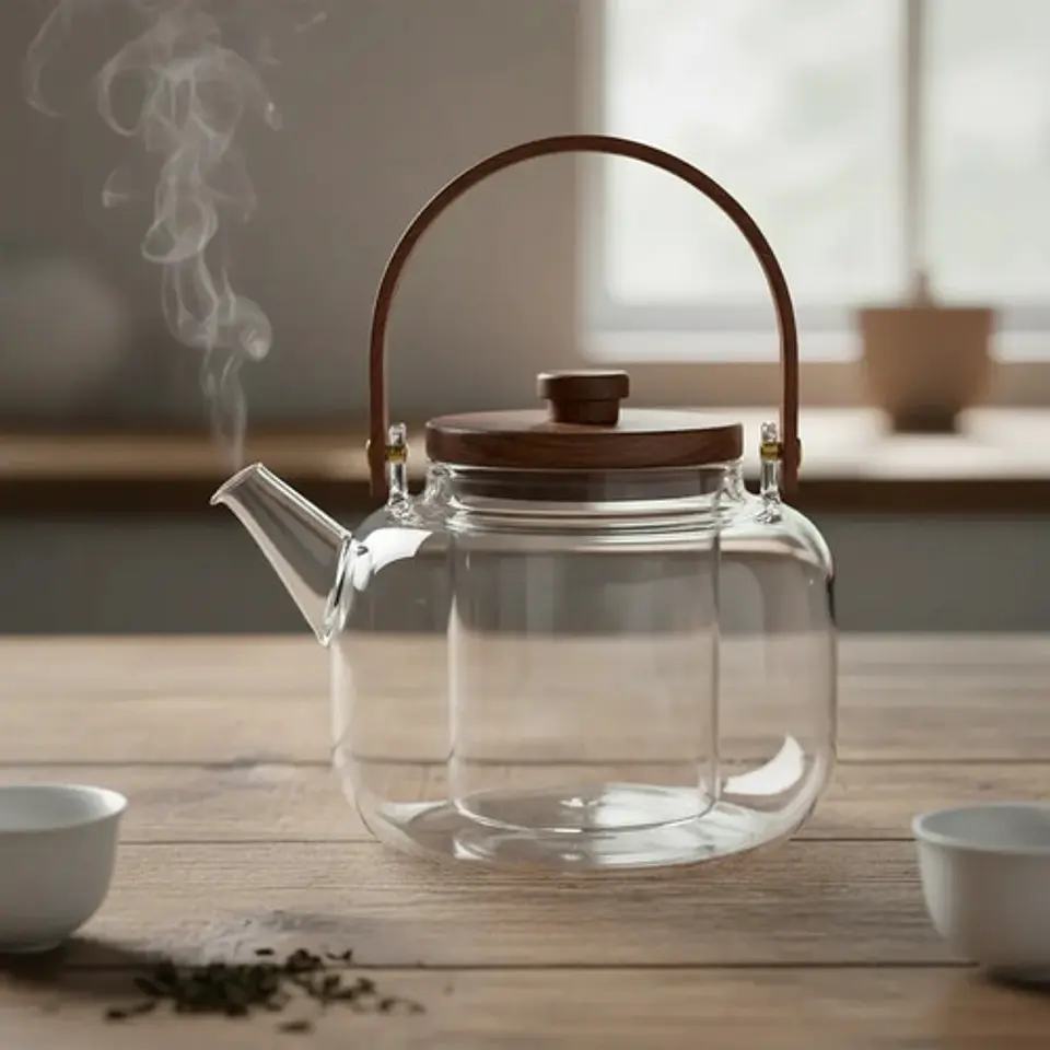 Tetera De Borosilicato Capacidad 1l Transparente Te Cocina Marrón 5
