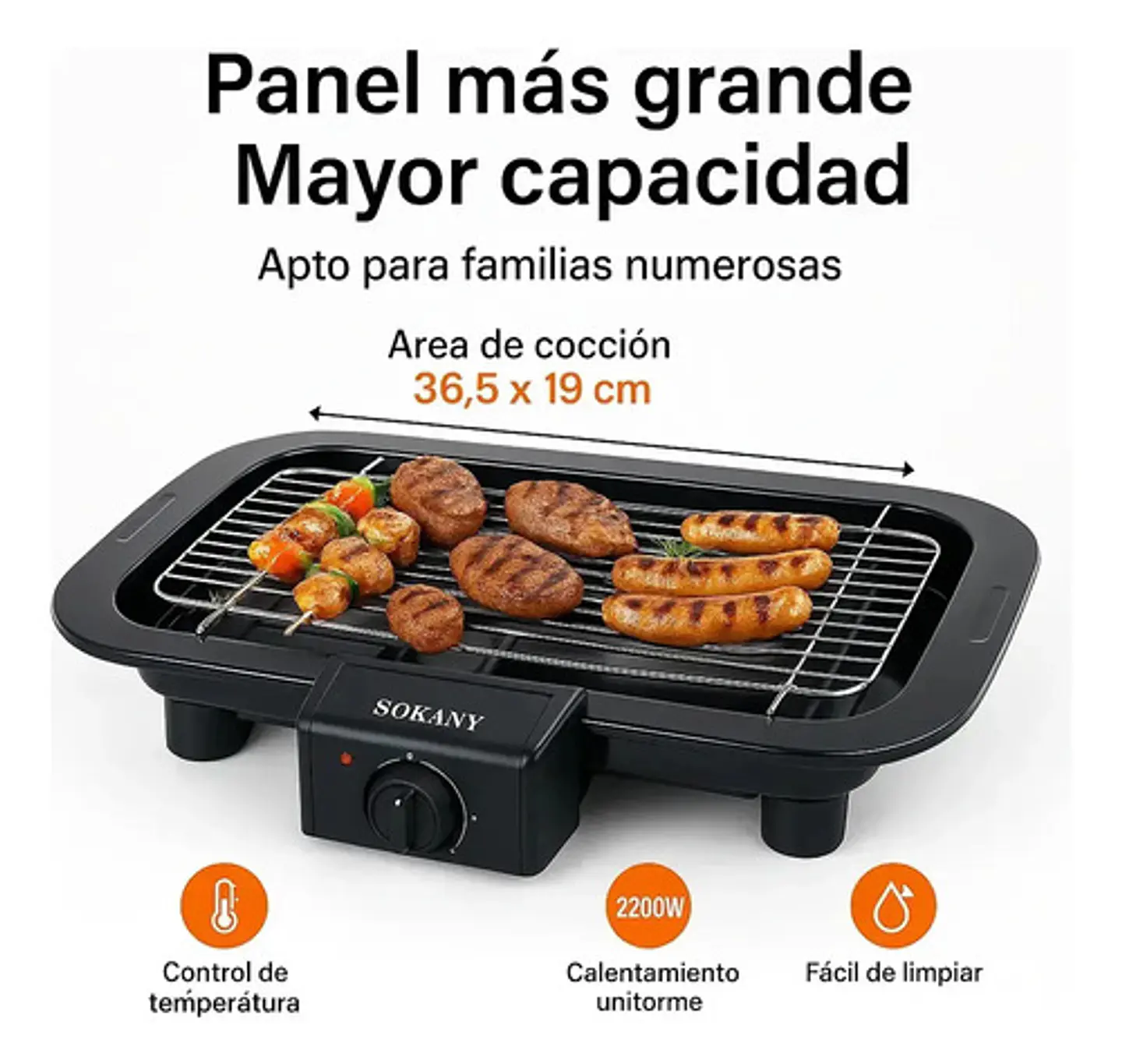 Parrilla Electrica 2200w Barbacoa Asador Mesa Bbq Sokany 4
