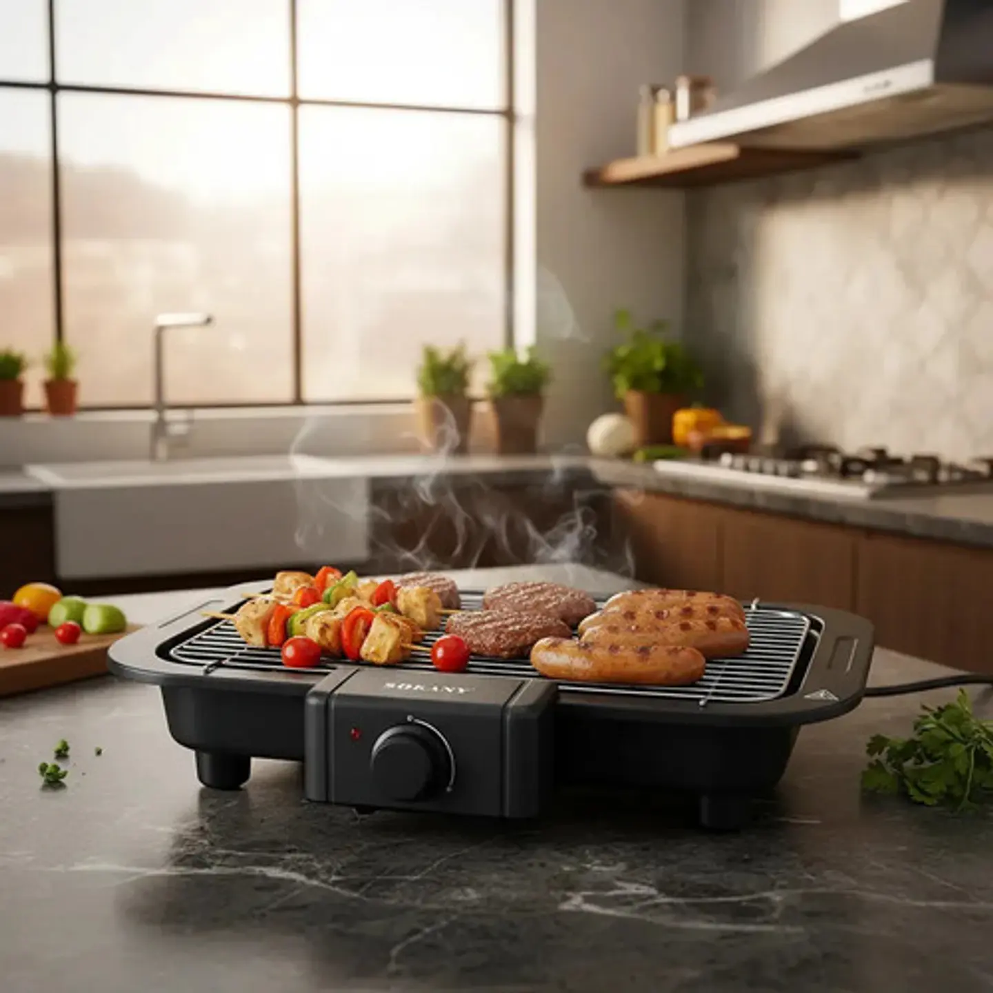 Parrilla Electrica 2200w Barbacoa Asador Mesa Bbq Sokany 7
