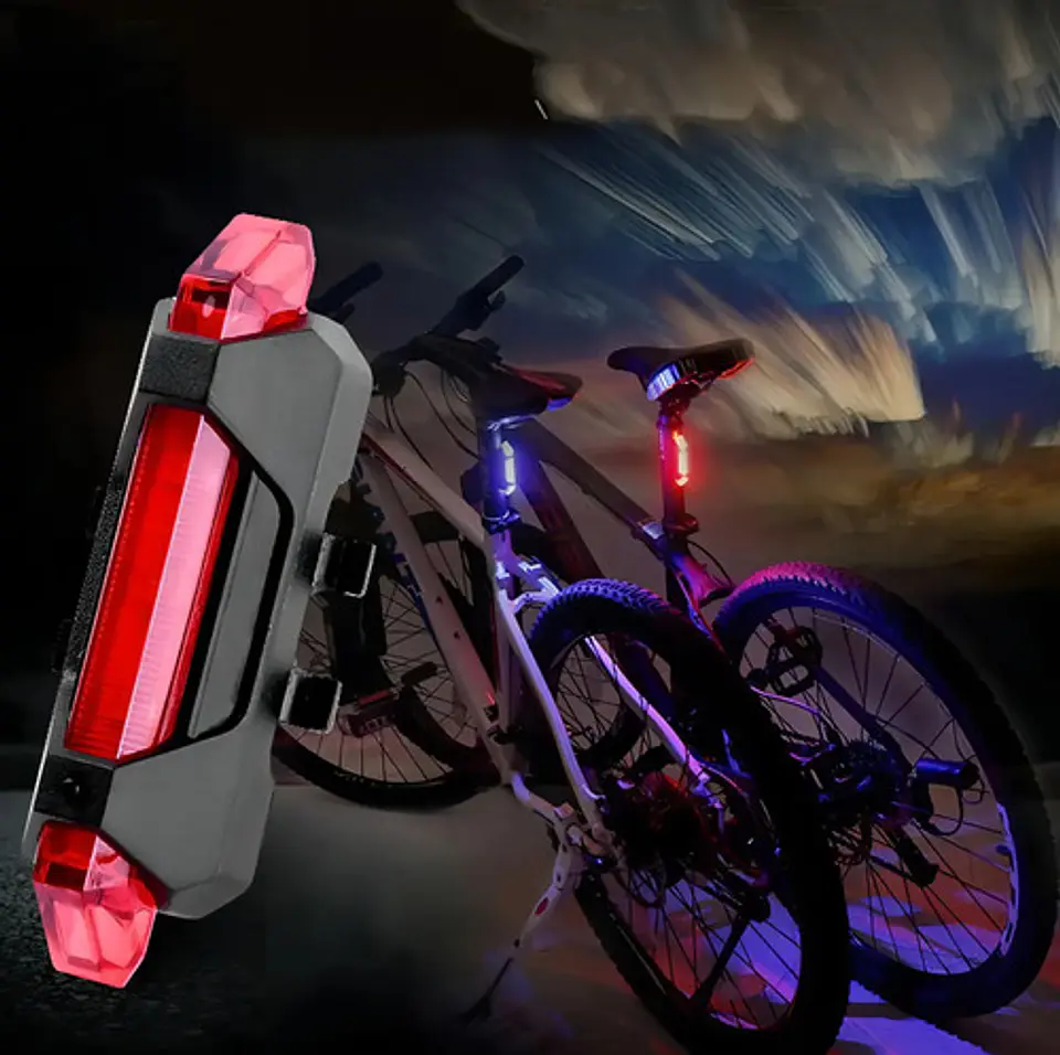 Luz Trasera Portátil Recargable Por Usb Para Bicicleta Cloud Red 3