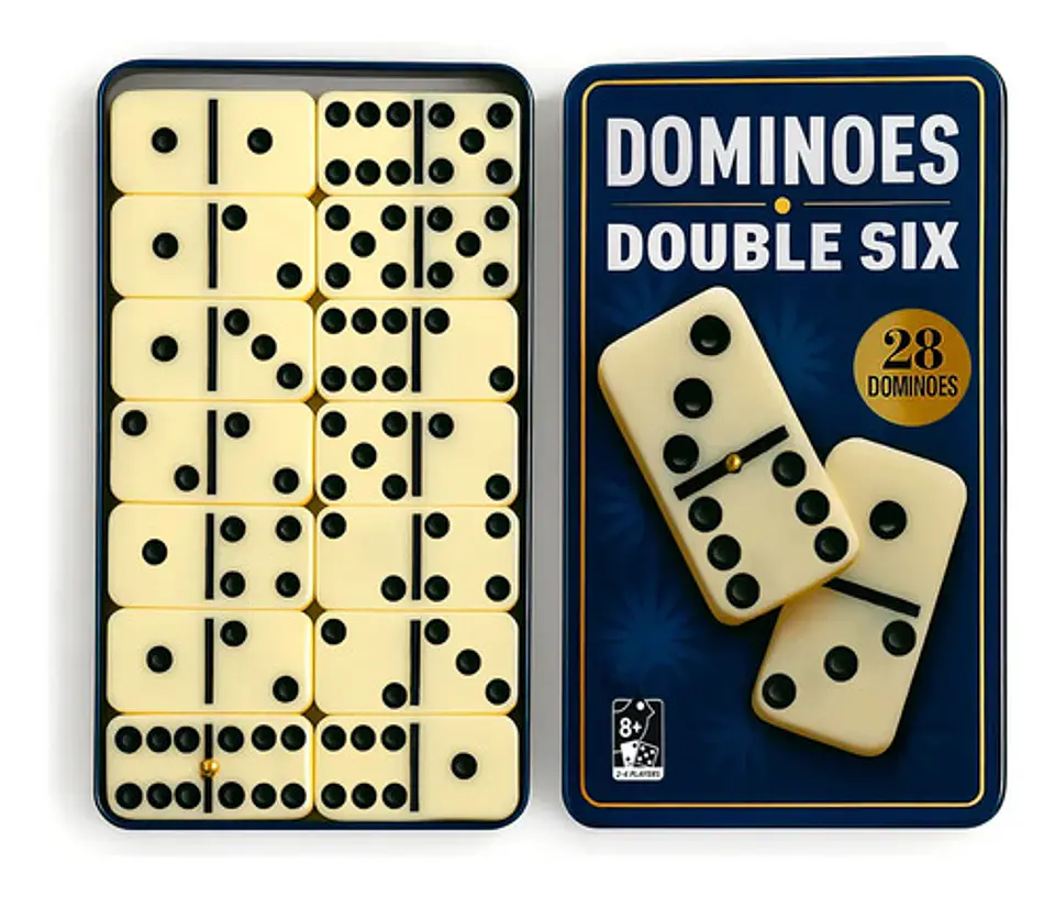 Juego De Mesa Dominó Doble Seis 28 Fichas Estuche Metálico 1