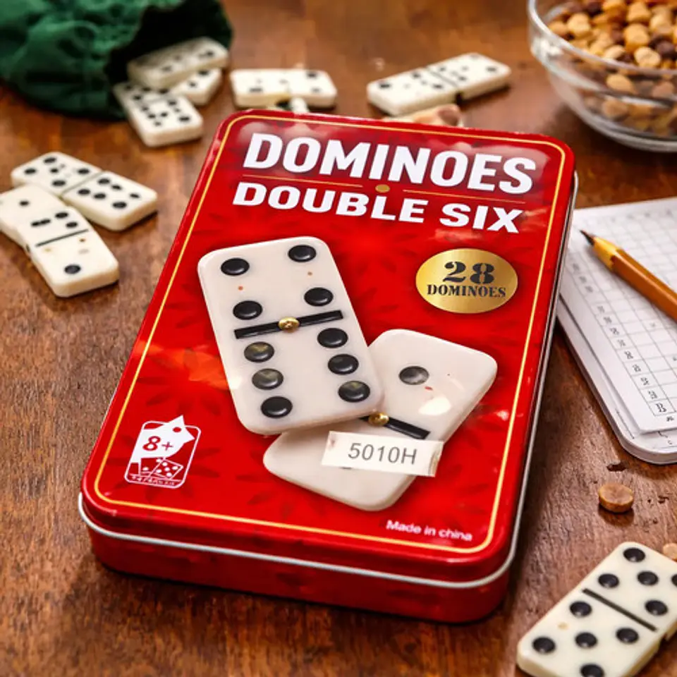 Juego De Mesa Dominó Doble Seis 28 Fichas Estuche Metálico 6