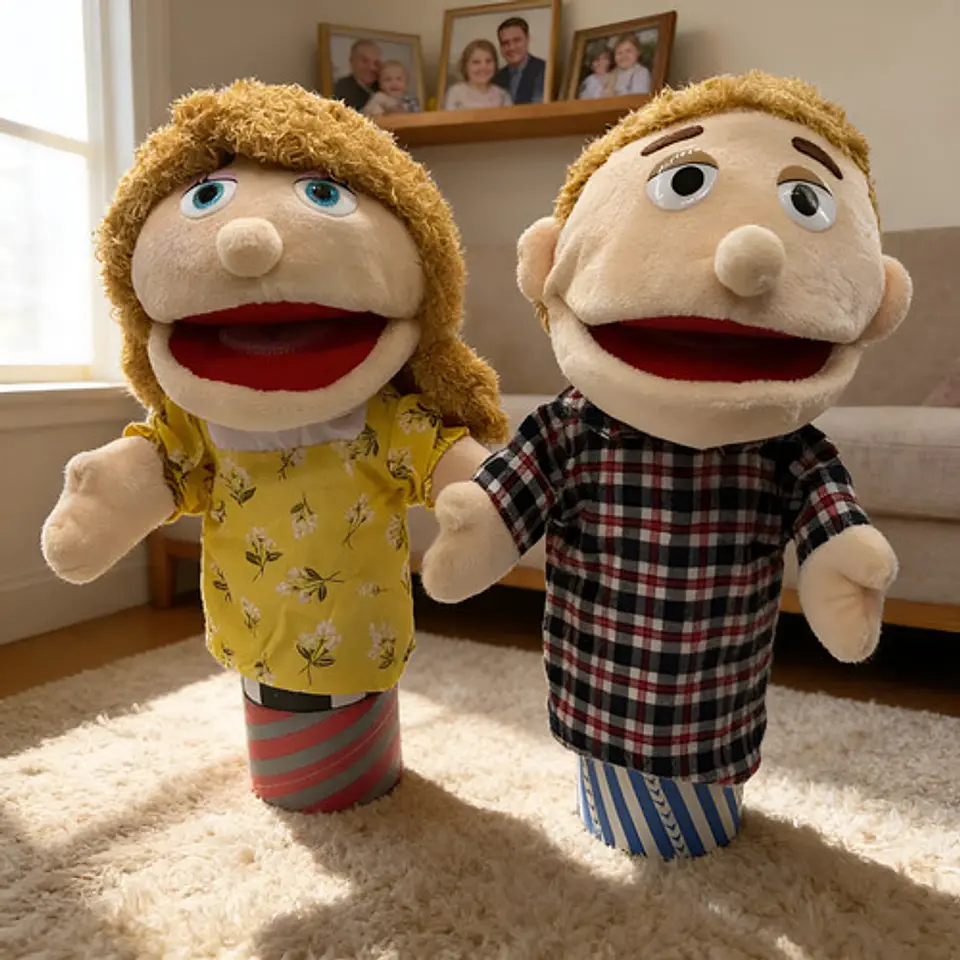 Títeres De Peluche De Mano Familia Papas Abuelos Hijos 4
