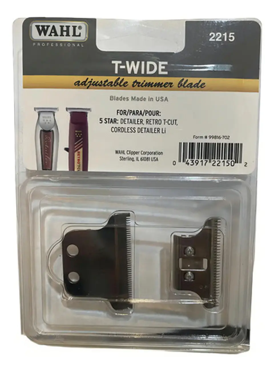 Cuchillas En Forma T Wahl Modelo 2215 Color Plateado 3