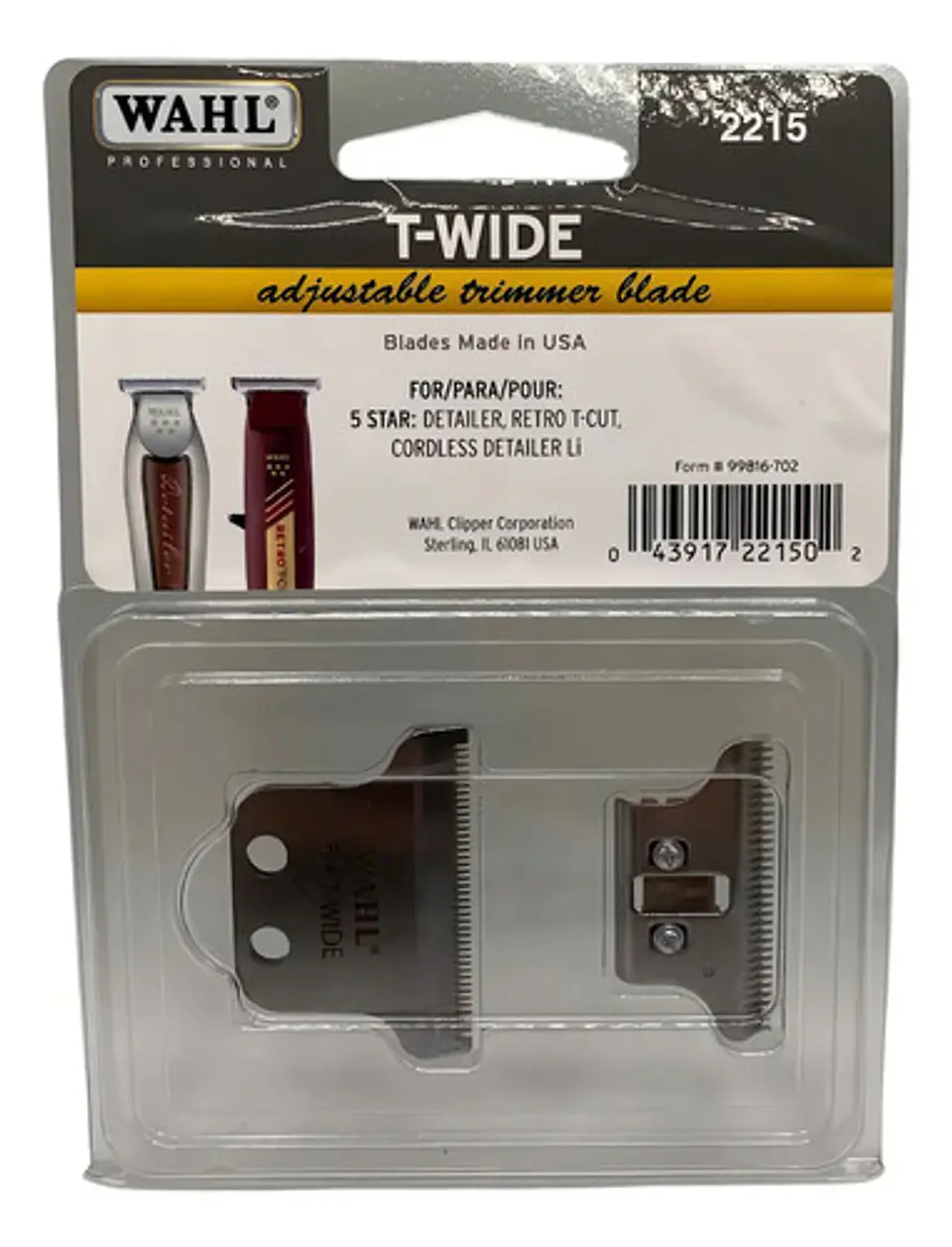 Cuchillas En Forma T Wahl Modelo 2215 Color Plateado 4