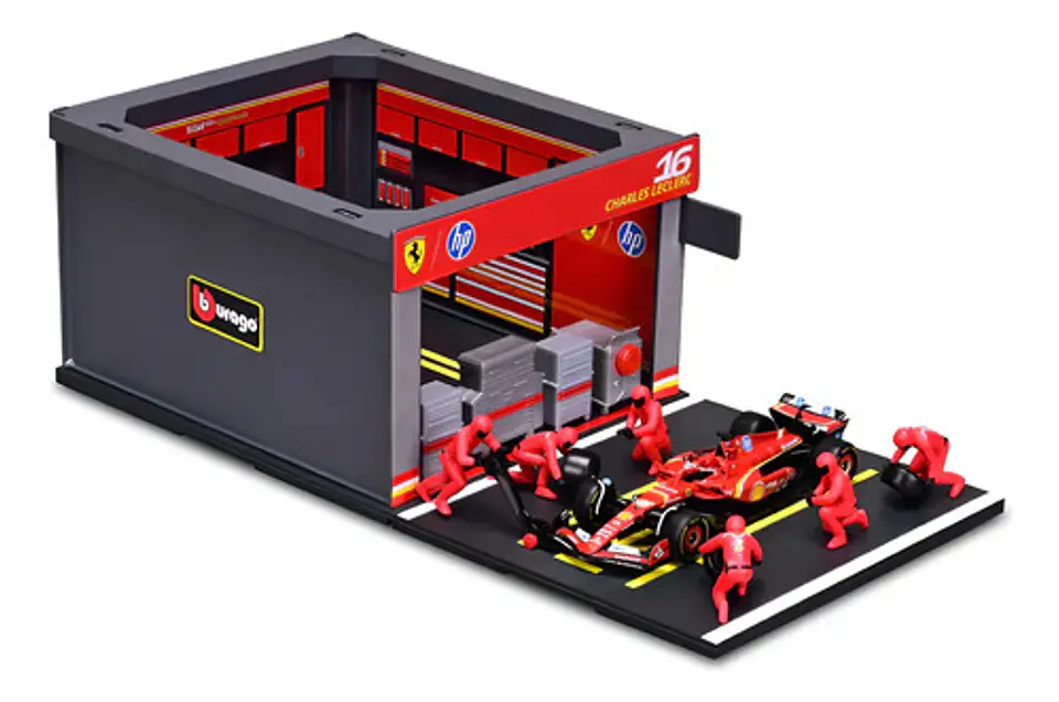 Diorama Miniatura De F1 Ferrari Sf-24 Pitstop 1:43 Bburago 1