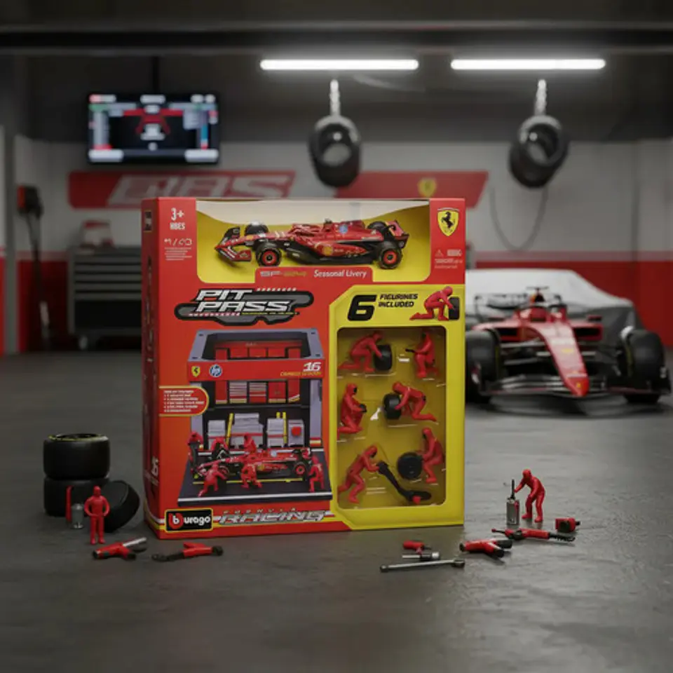Diorama Miniatura De F1 Ferrari Sf-24 Pitstop 1:43 Bburago 2
