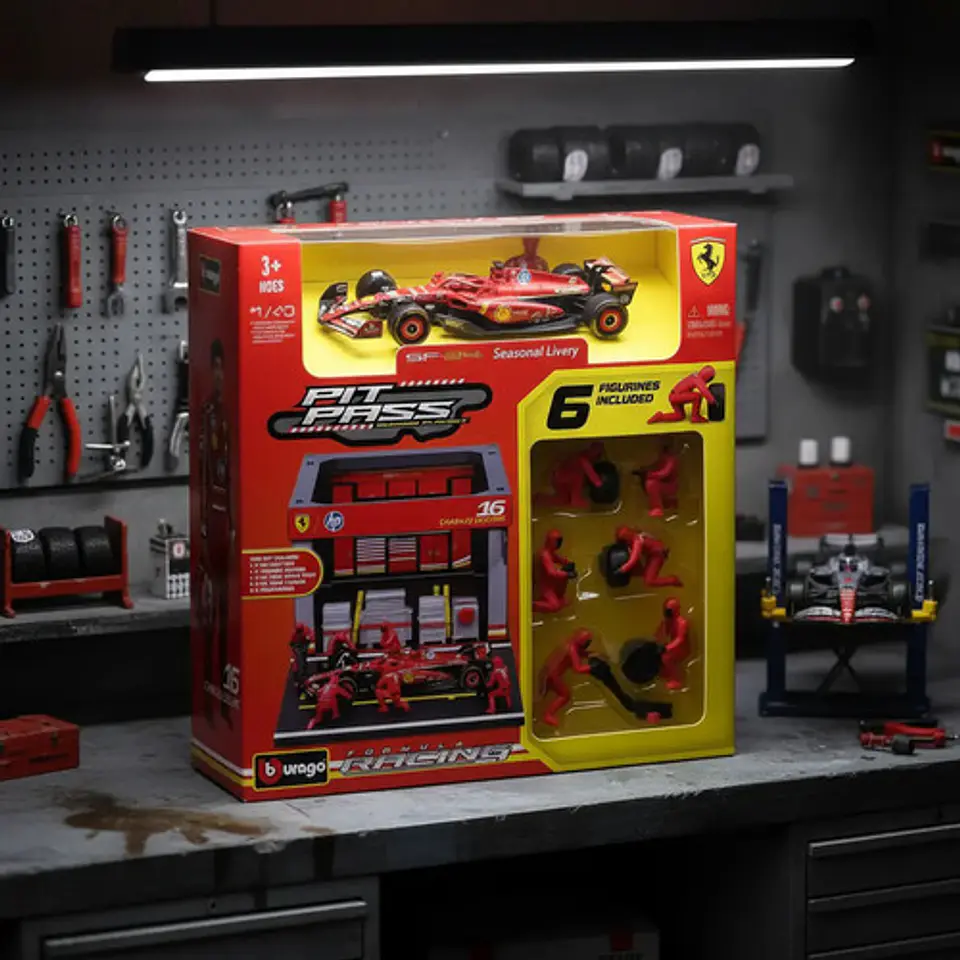 Diorama Miniatura De F1 Ferrari Sf-24 Pitstop 1:43 Bburago 5