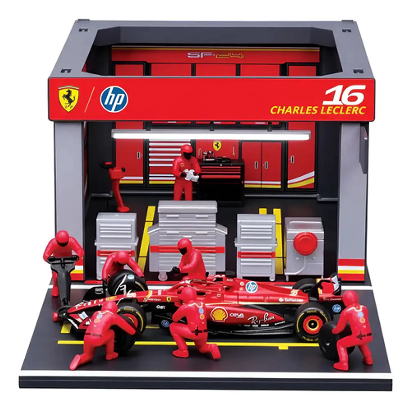 Diorama Miniatura De F1 Ferrari Sf-24 Pitstop 1:43 Bburago 6
