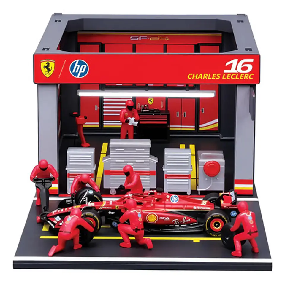 Diorama Miniatura De F1 Ferrari Sf-24 Pitstop 1:43 Bburago 6
