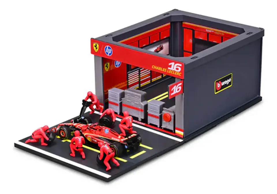 Diorama Miniatura De F1 Ferrari Sf-24 Pitstop 1:43 Bburago 7
