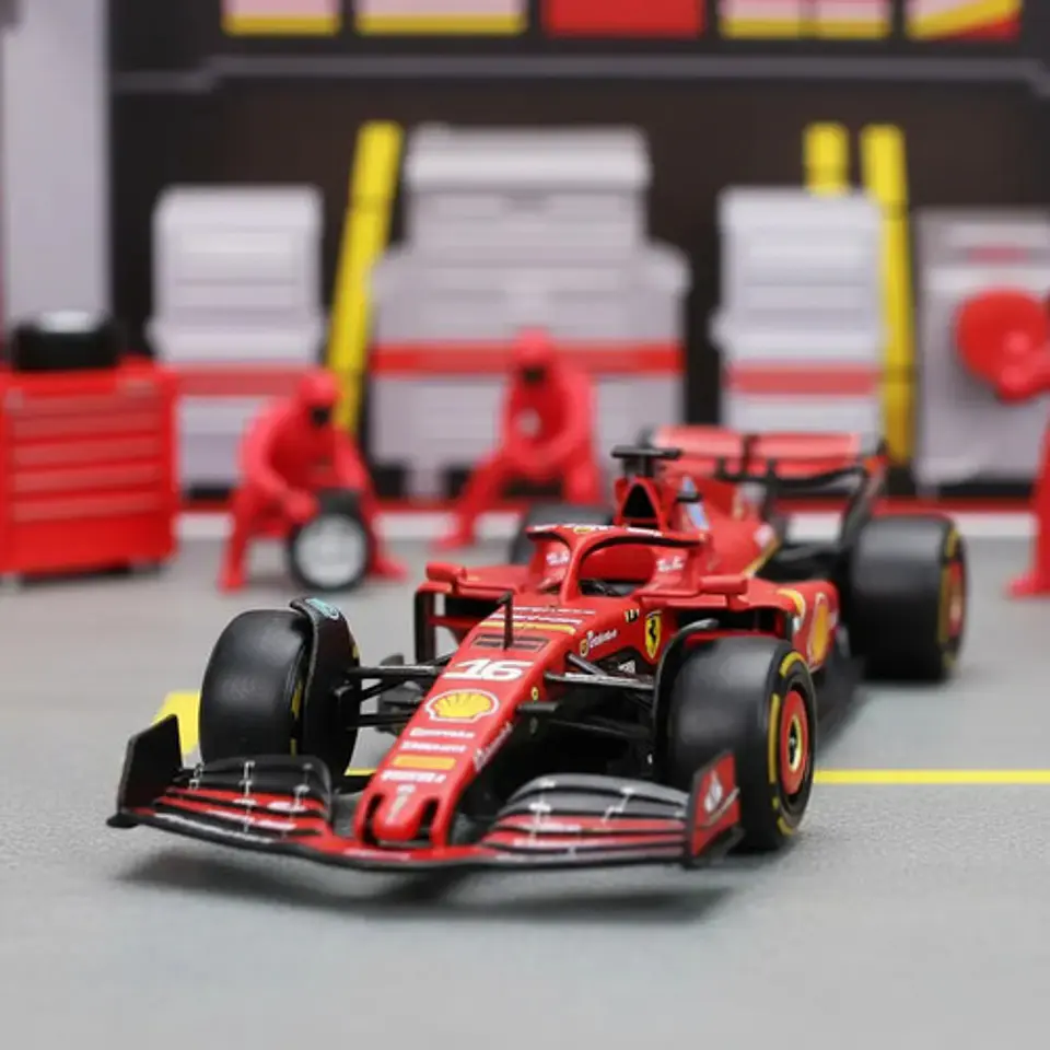 Diorama Miniatura De F1 Ferrari Sf-24 Pitstop 1:43 Bburago 9