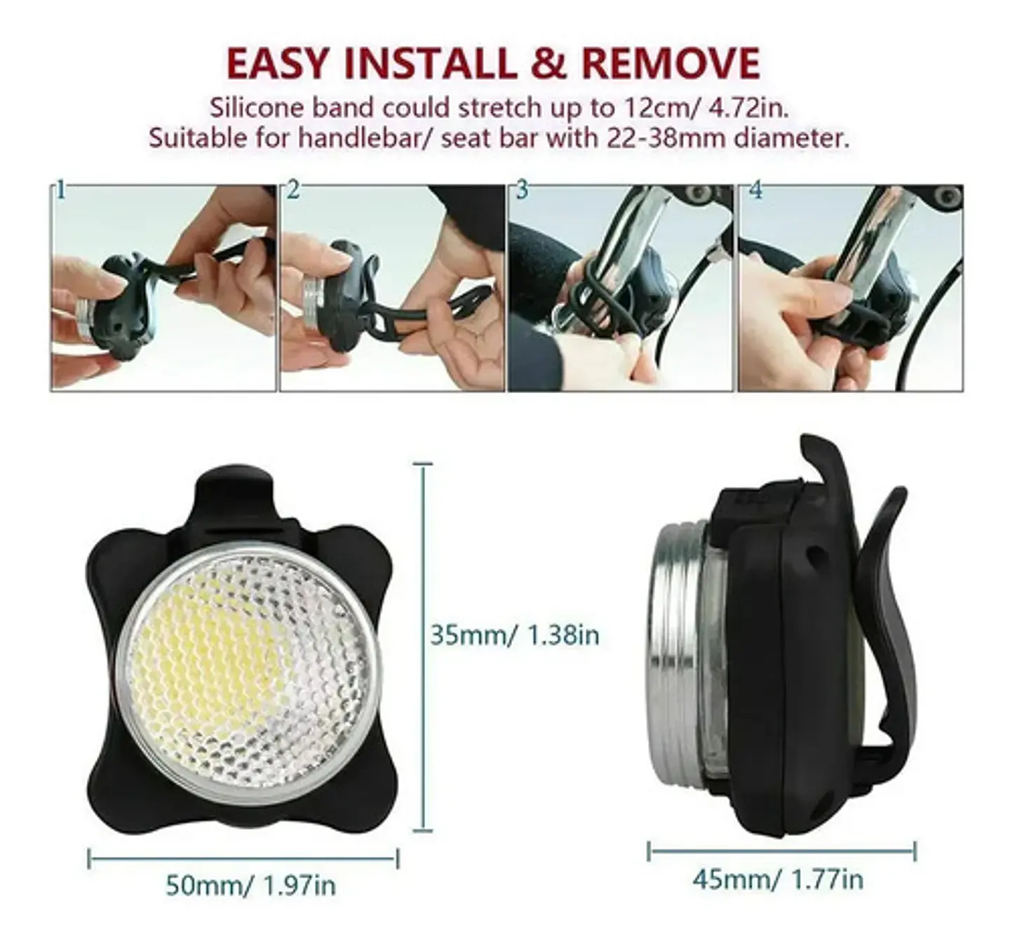 Luz Stop Trasera Para Bicicleta Led Cob Recargable Usb 4