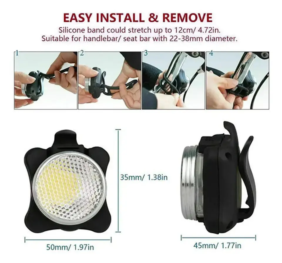 Luz Stop Trasera Para Bicicleta Led Cob Recargable Usb 4