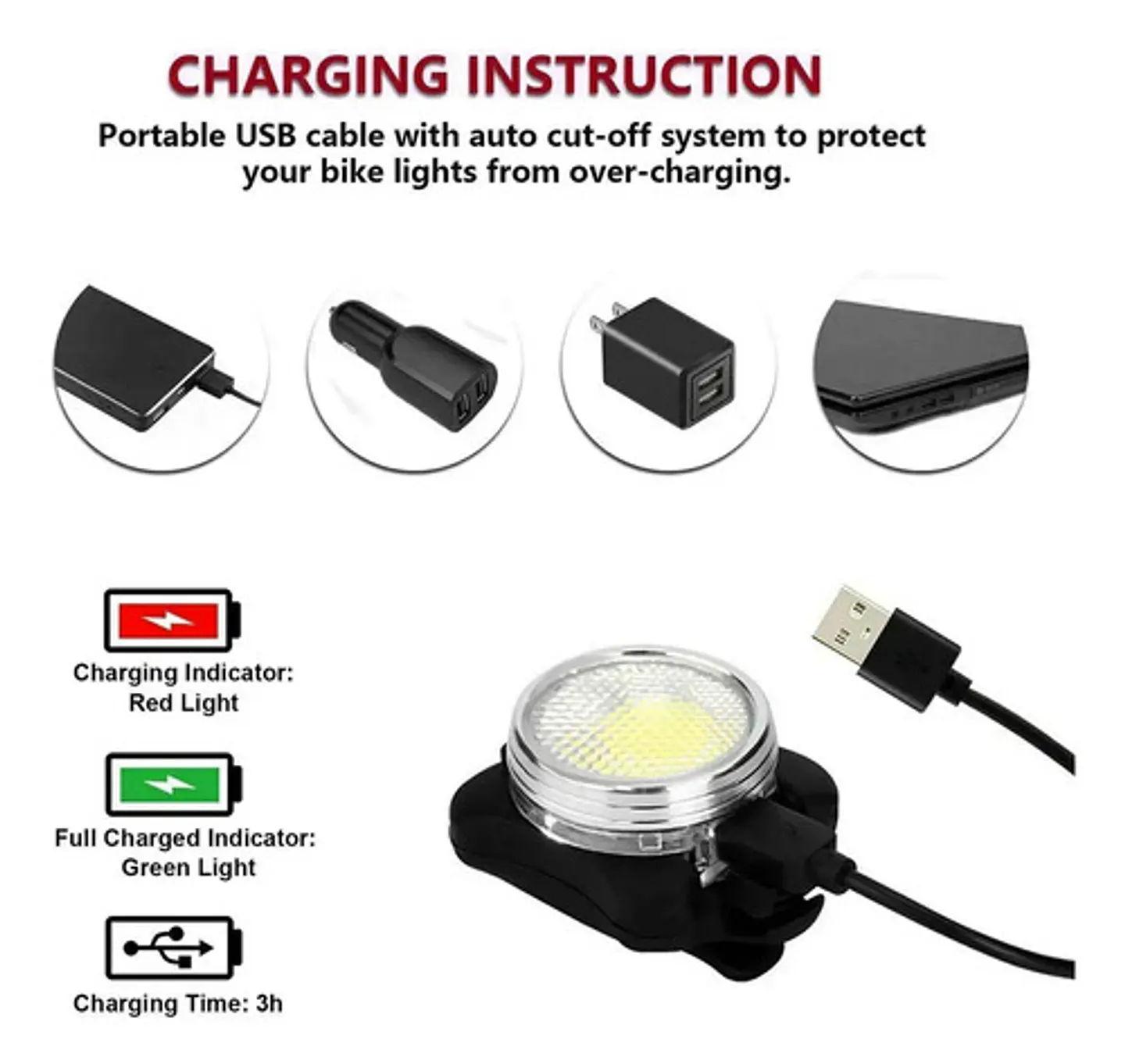 Luz Stop Trasera Para Bicicleta Led Cob Recargable Usb 5