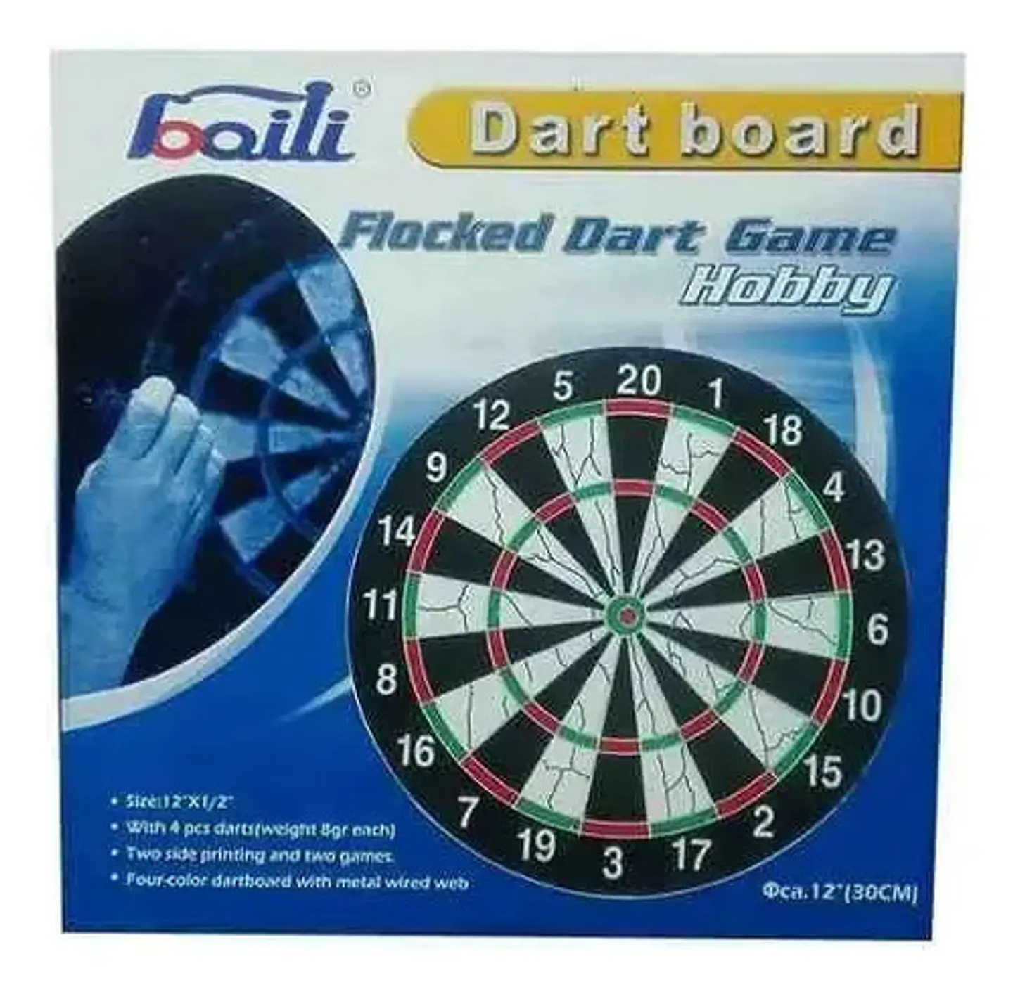 Tablero De Dardos 12115 Baili 30 X 30 Cm 4 Dardos Doble Cara 3