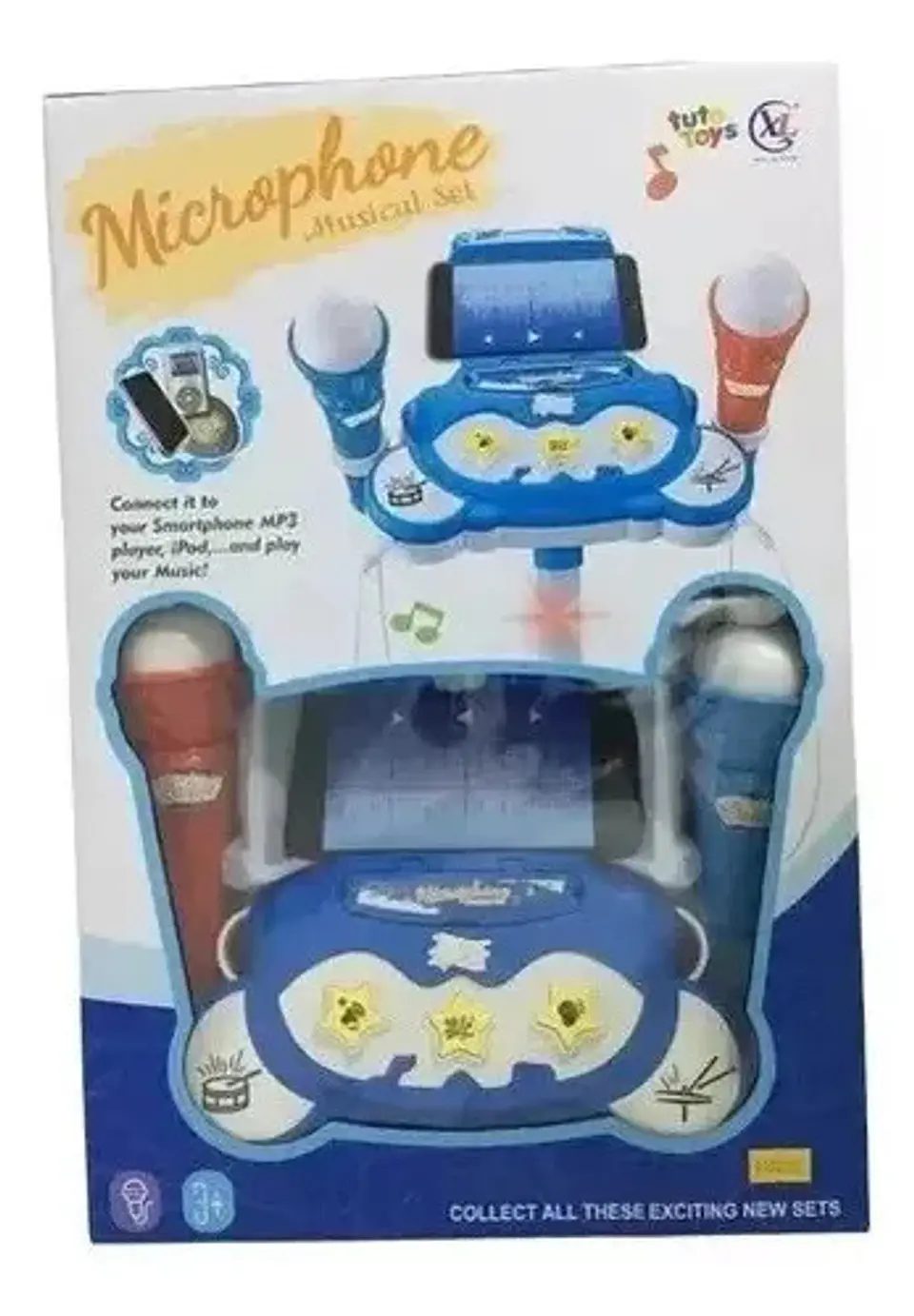 Microfono Karaoke Doble Infantil Niñas Mp3 Efectos Color Azul 2