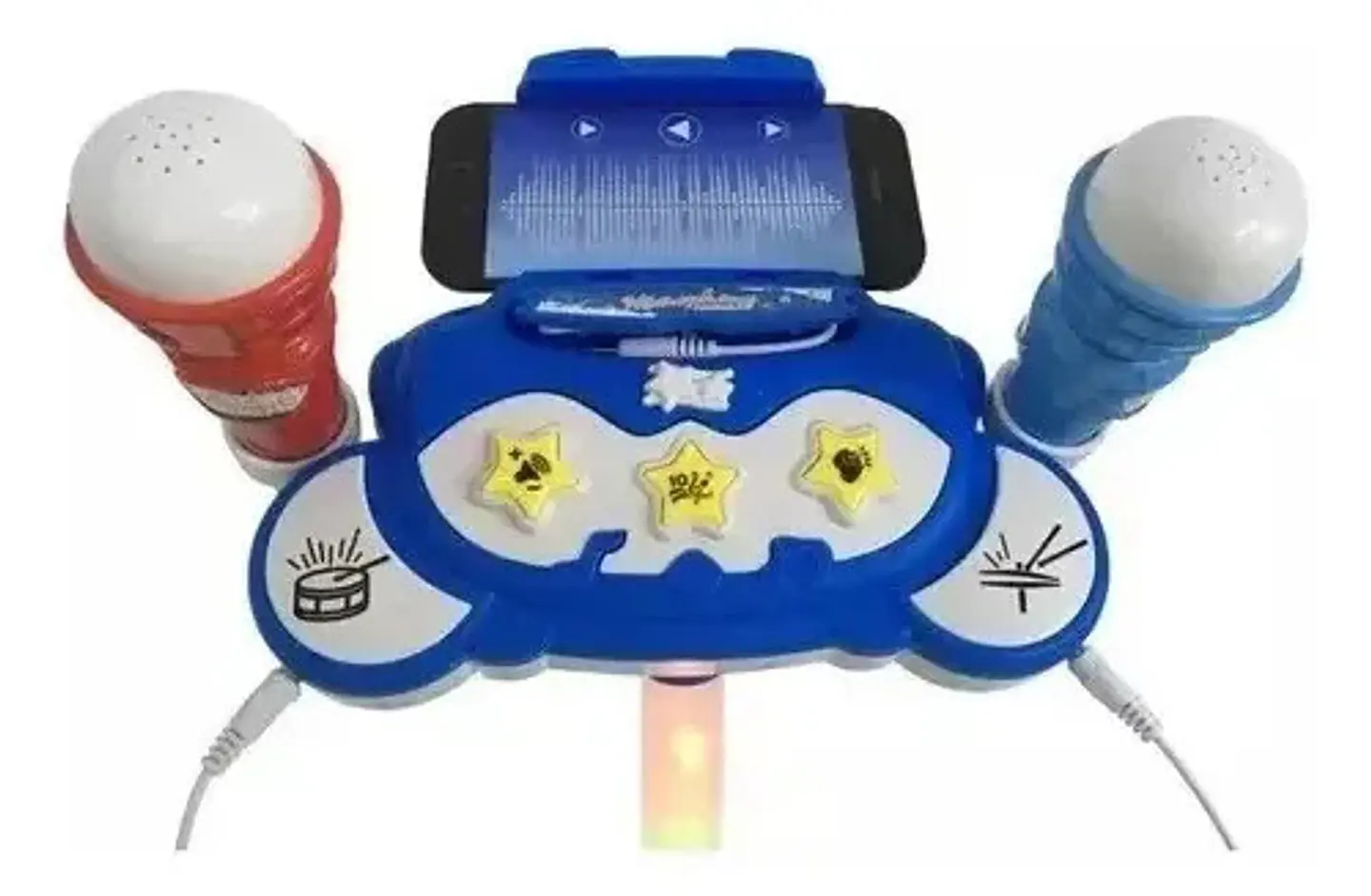 Microfono Karaoke Doble Infantil Niñas Mp3 Efectos Color Azul 3