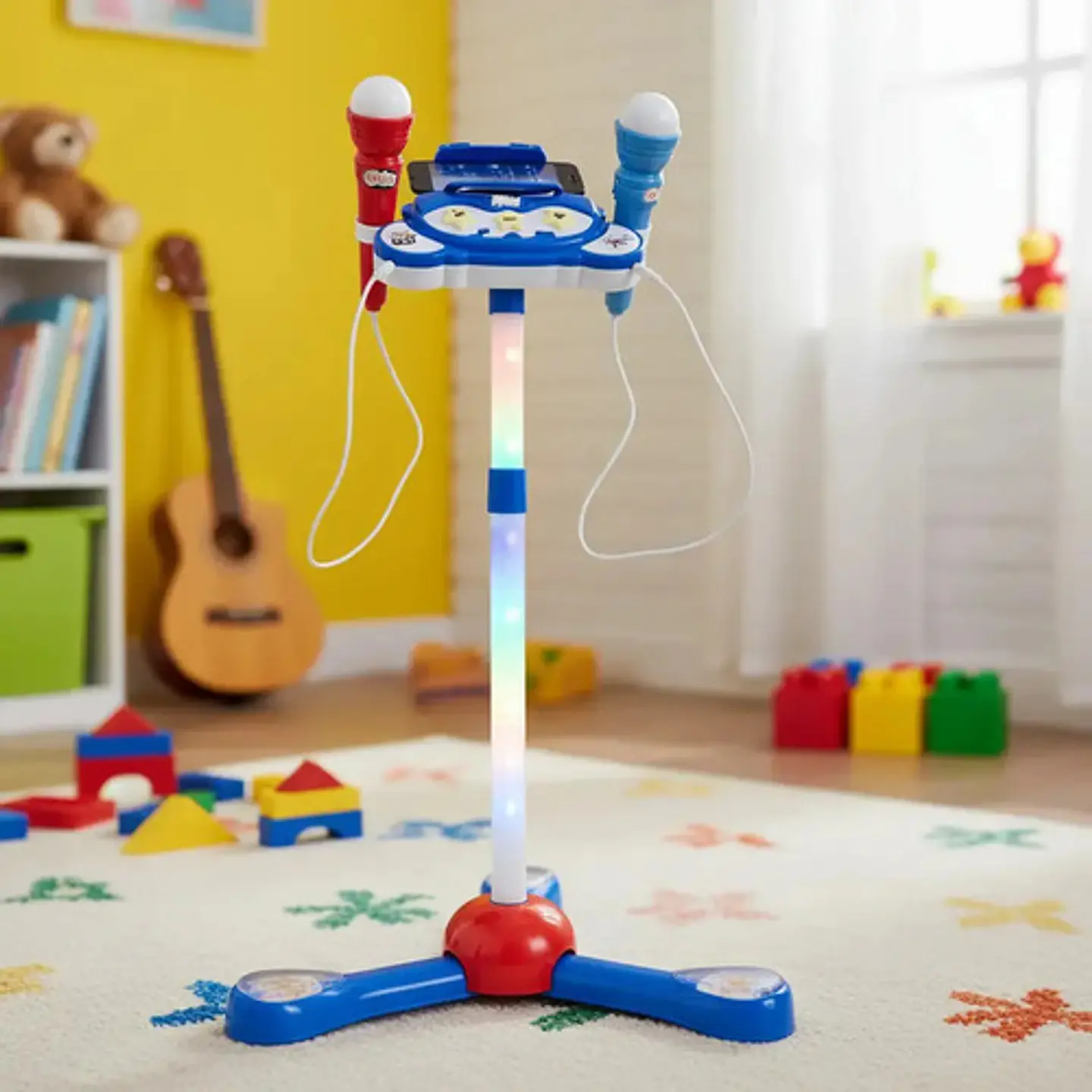 Microfono Karaoke Doble Infantil Niñas Mp3 Efectos Color Azul 4