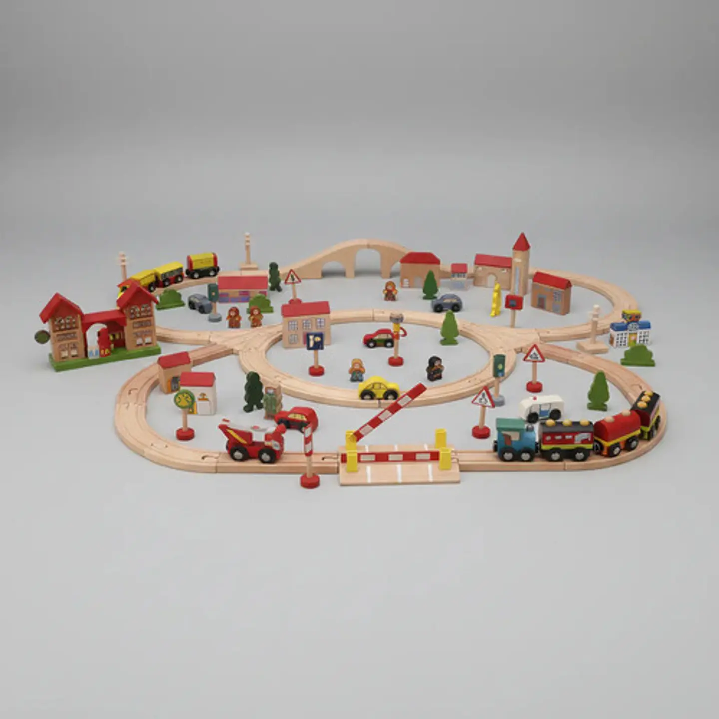 Wood Rail Pista De Tren De Madera 100 Piezas Para Niños 1