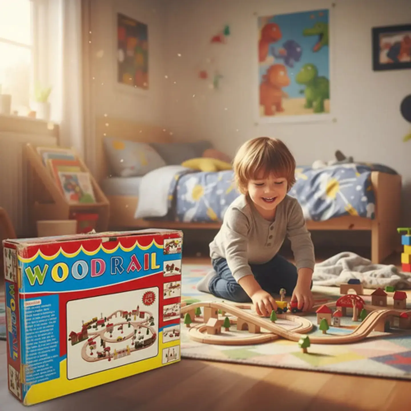 Wood Rail Pista De Tren De Madera 100 Piezas Para Niños 3