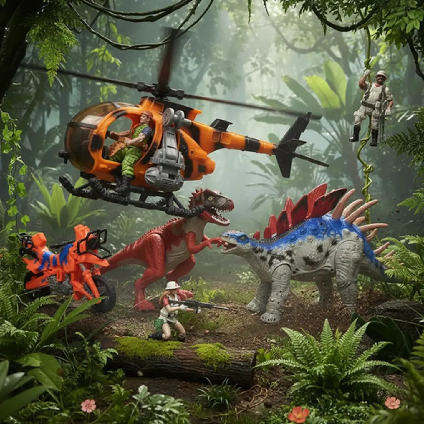 Set De Juego Dino Valley Dinosaurios Carro Helicóptero Figur 1
