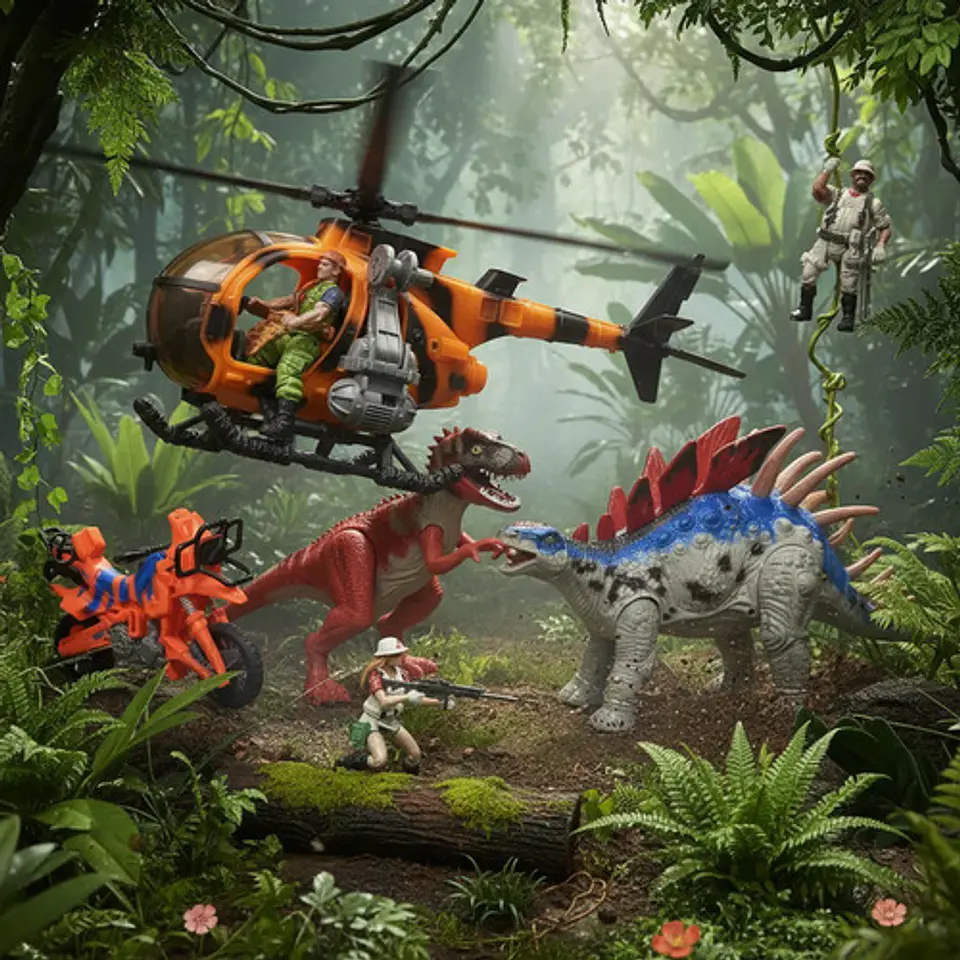 Set De Juego Dino Valley Dinosaurios Carro Helicóptero Figur 1