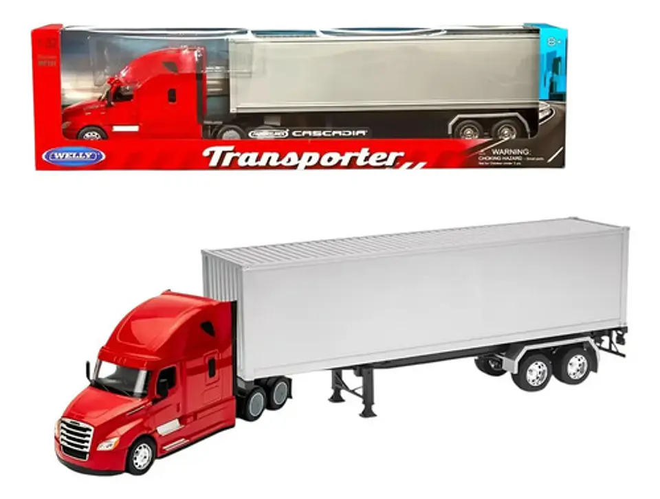 Tractomula Welly Freightliner Century Class St 1:32 Color Rojo Container 2