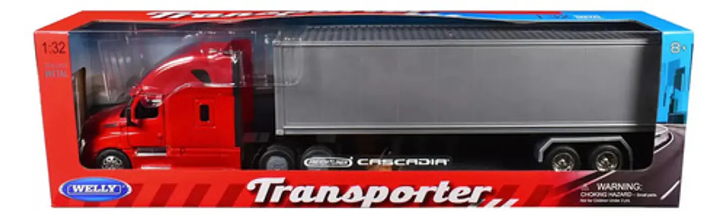 Tractomula Welly Freightliner Century Class St 1:32 Color Rojo Container 3