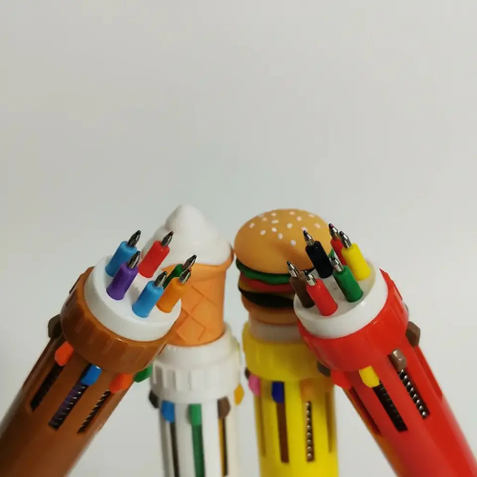 Set X4 Esferos Lapicero Multicolor Comidas Rapidas 10 Trazos 3