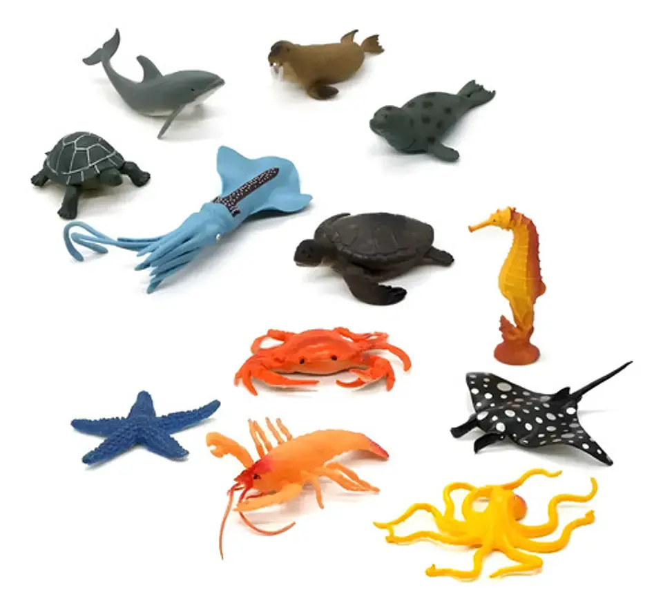 Animales Marinos X12 Macizos Medianos Pesebre Maqueta Bolsa  1