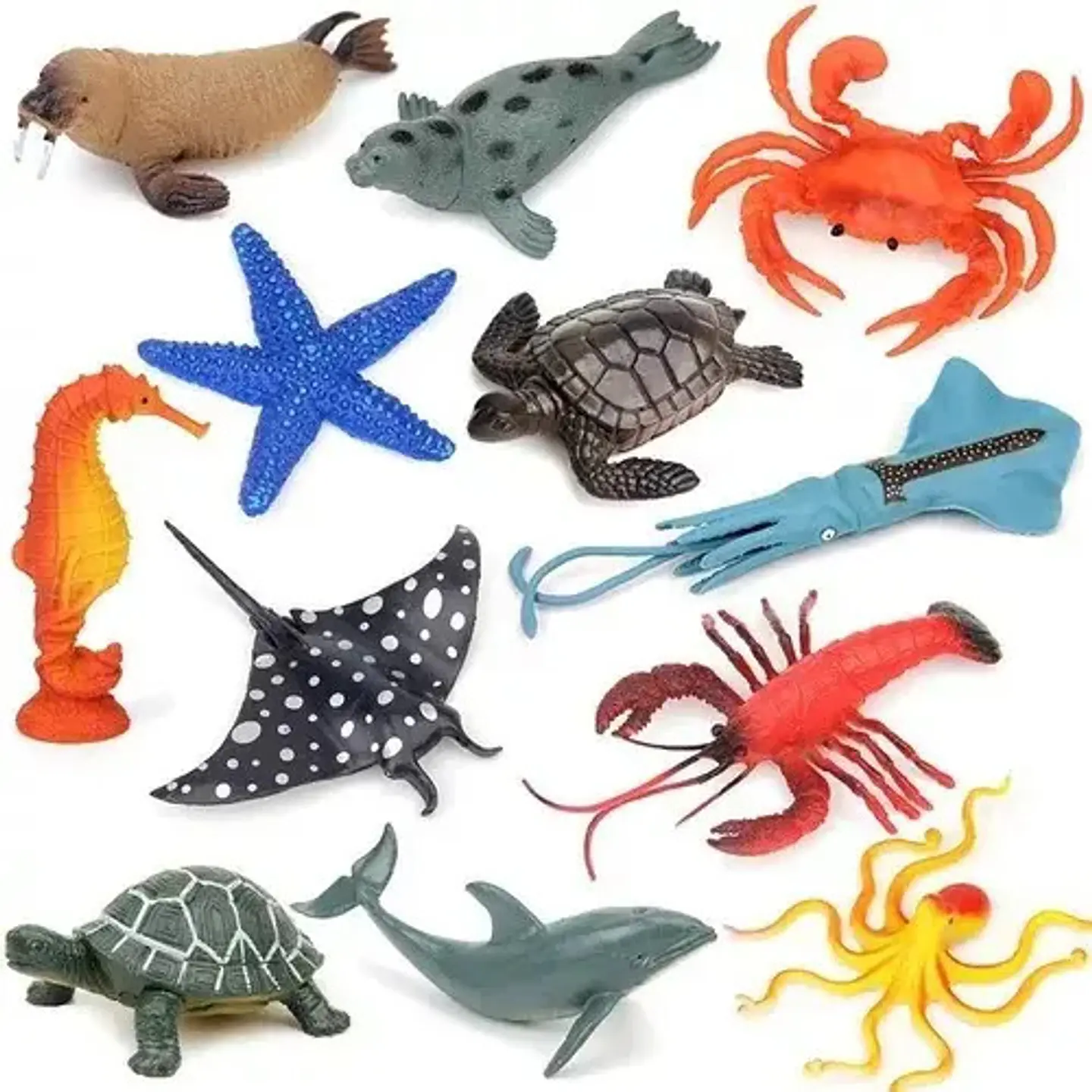 Animales Marinos X12 Macizos Medianos Pesebre Maqueta Bolsa  2