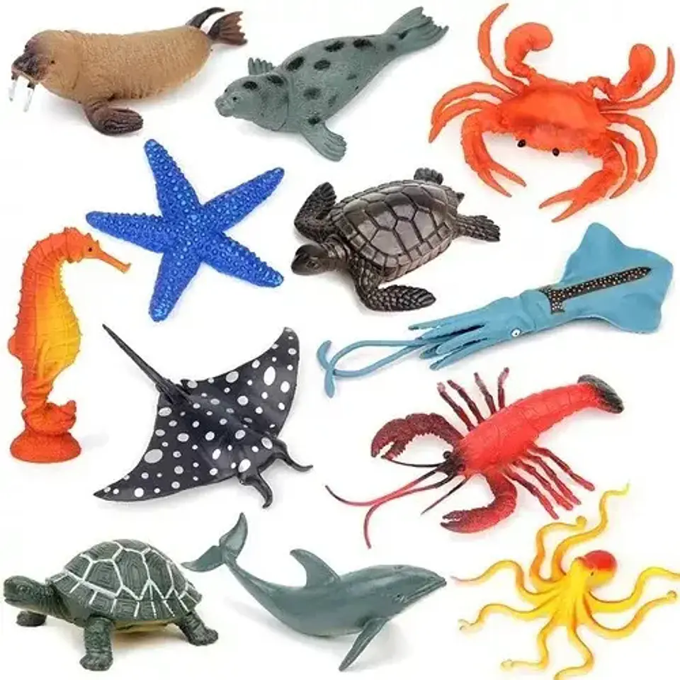 Animales Marinos X12 Macizos Medianos Pesebre Maqueta Bolsa  2