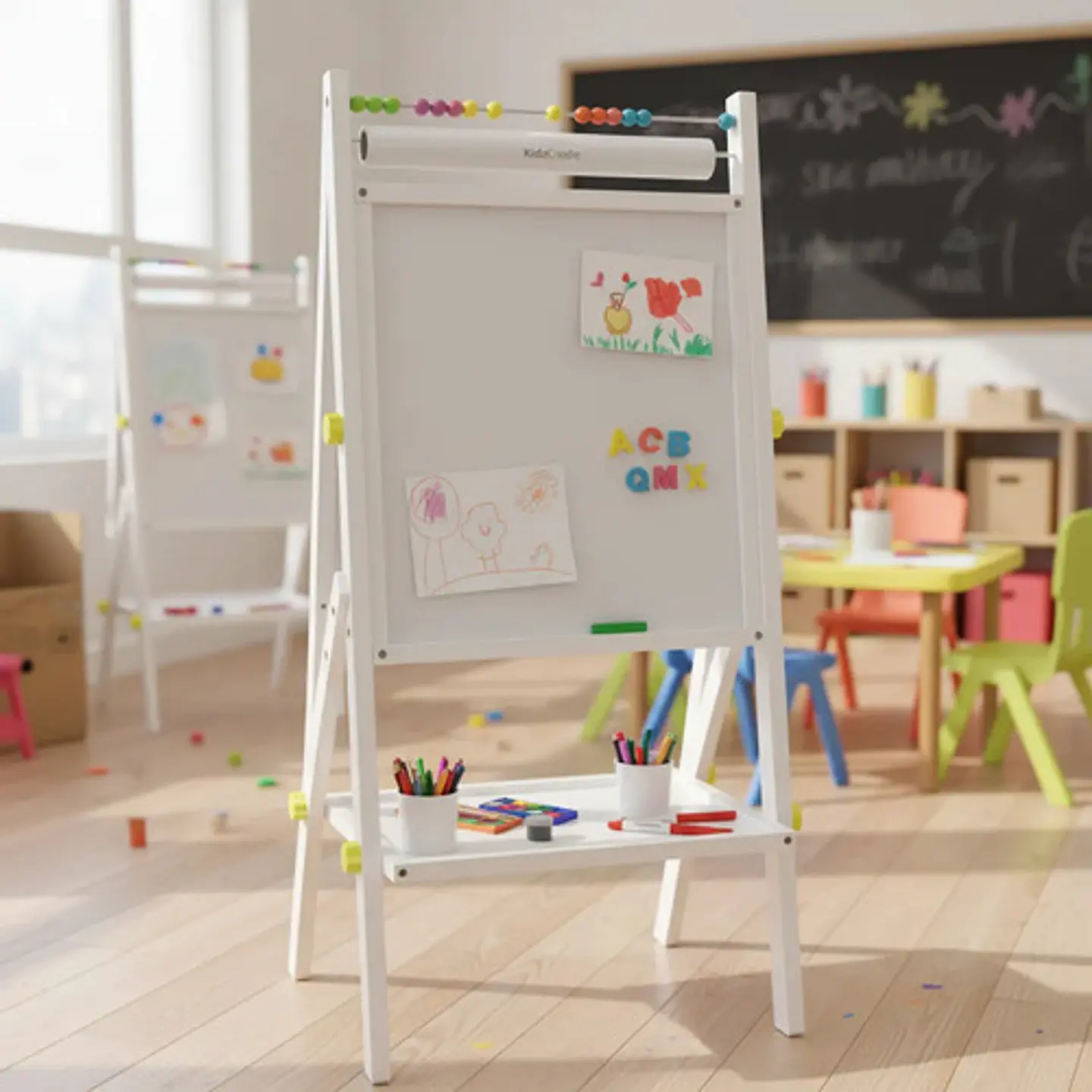Tablero Caballete Didactico Infantil Doble Cara Abaco Papel 3