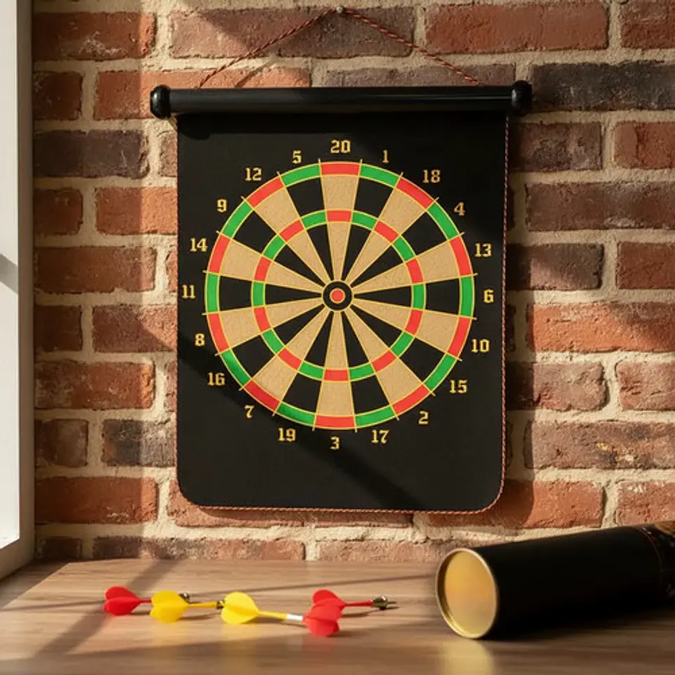 Juego De Dardos Tablero Magnético Portátil Enrollable 25cm 4