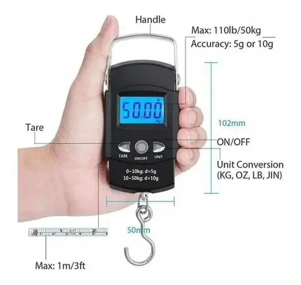 Dinamometro Digital Pesa Maletas Max 40kg .10g 06683 Weiheng 5