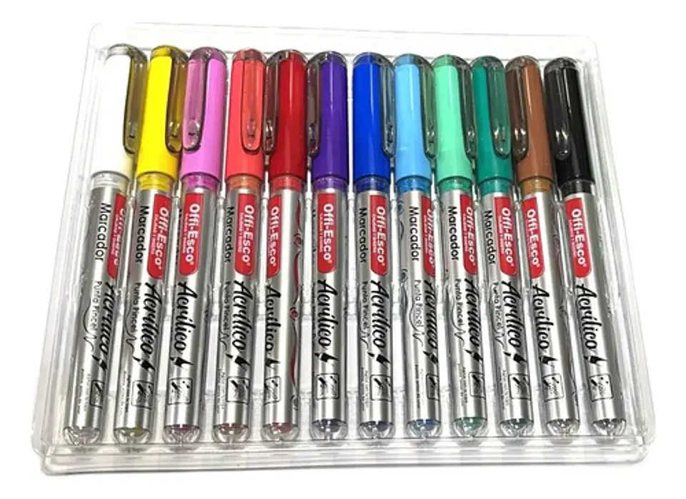 Marcadores Acrílicos Offi-esco Punta Pincel Pack 12 Unidades Pintura Variada 5