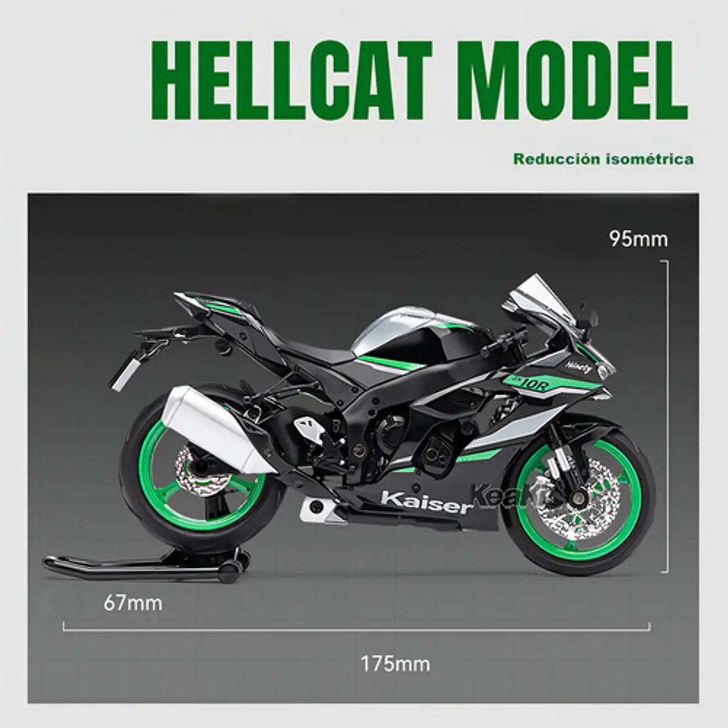 1:12 Coleccion Escala Metal Moto Zx-10r Con Luz Y Base 2