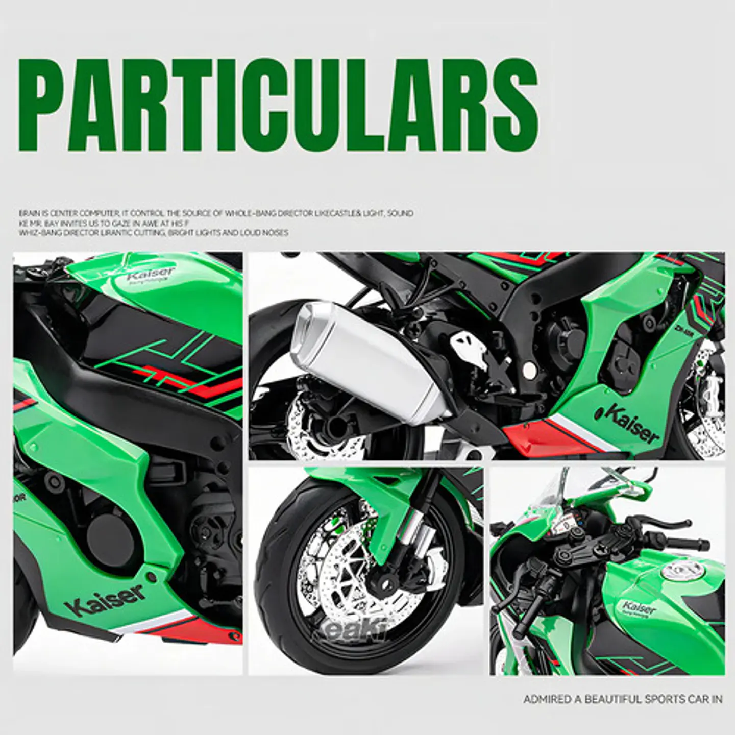 1:12 Coleccion Escala Metal Moto Zx-10r Con Luz Y Base 3