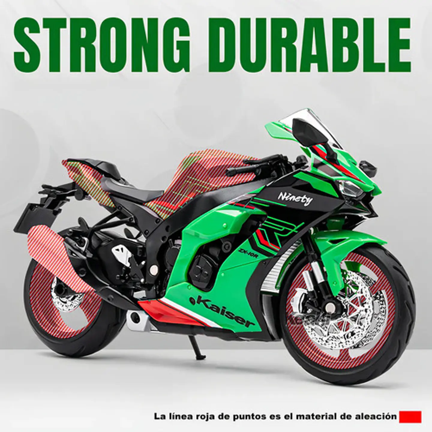 1:12 Coleccion Escala Metal Moto Zx-10r Con Luz Y Base 4