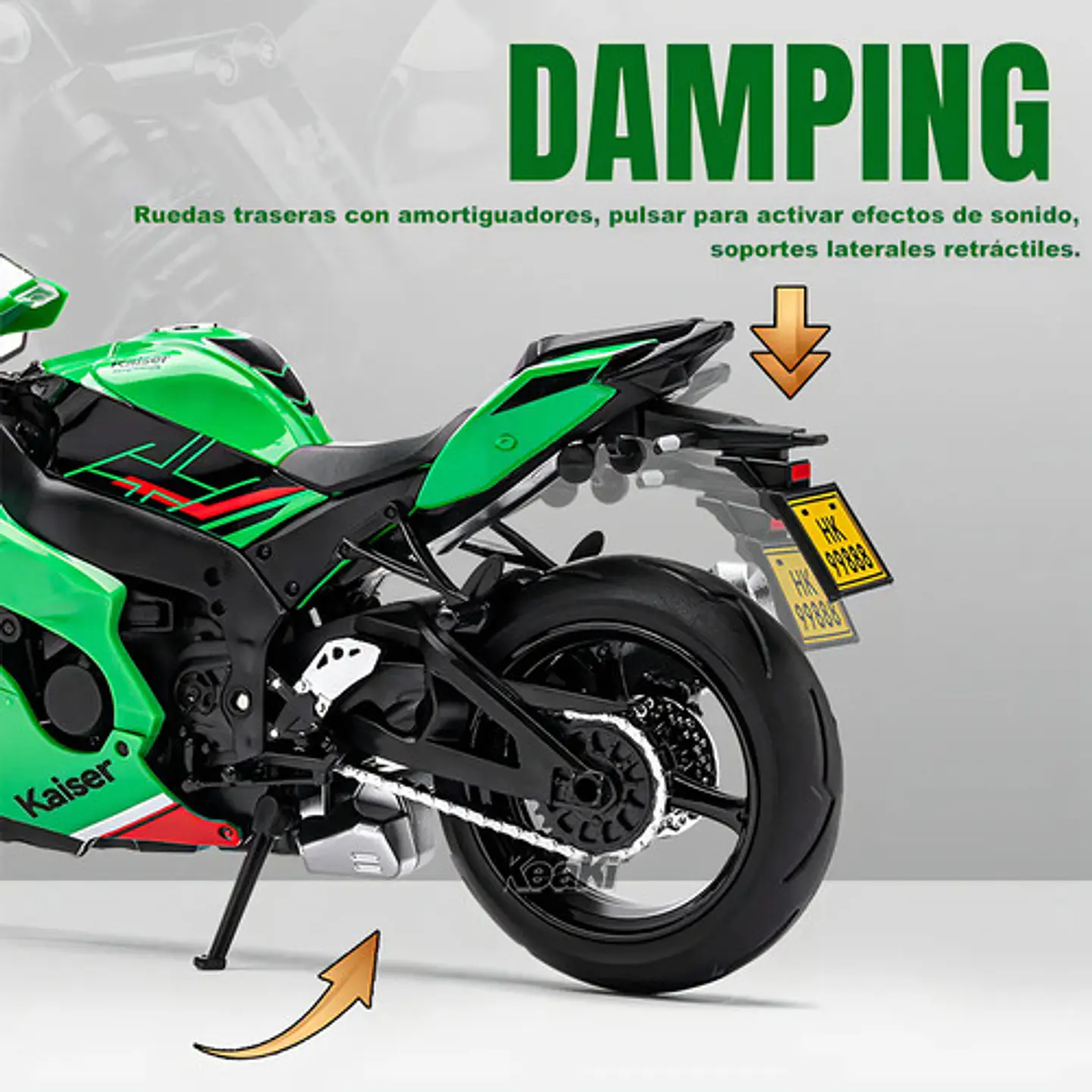 1:12 Coleccion Escala Metal Moto Zx-10r Con Luz Y Base 6