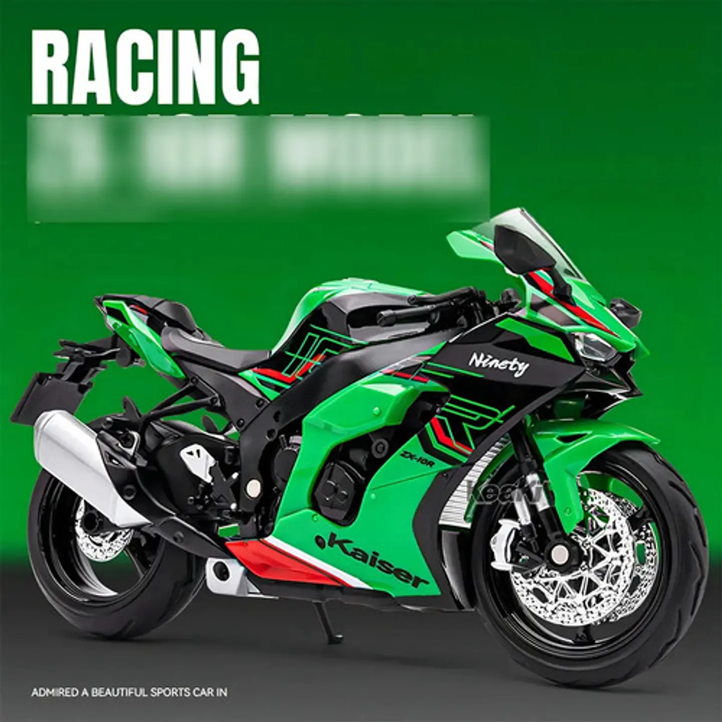 1:12 Coleccion Escala Metal Moto Zx-10r Con Luz Y Base 7