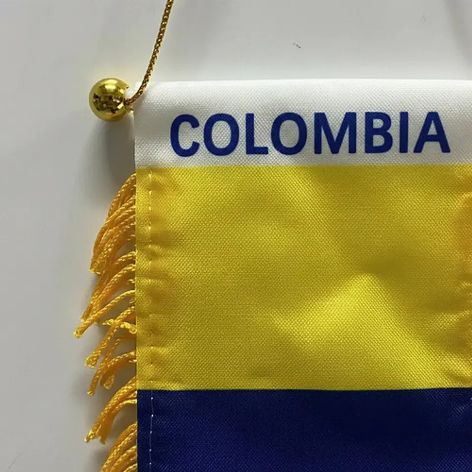 Bandera Vidrio Carro Colombia Con Chupa Mundial Decoracion 3