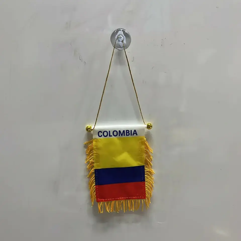Bandera Vidrio Carro Colombia Con Chupa Mundial Decoracion 4