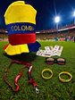 Combo Futbolero Colombia Sombrero Gafas Manillas Tatuajes - Miniatura 1