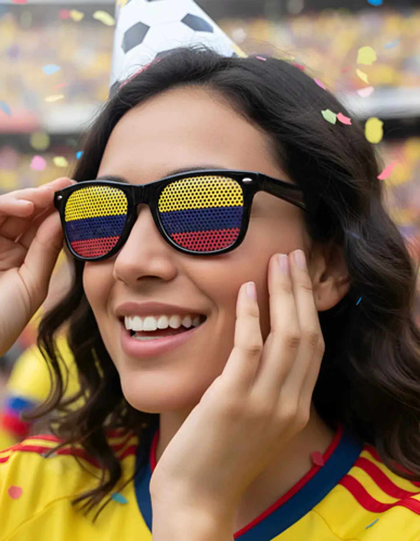 Combo Futbolero Colombia Sombrero Gafas Manillas Tatuajes 3